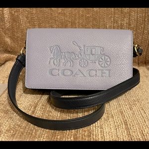 COACH Anna Foldover Horse & Carriage Clutch Crossbody w/1"Strap & Wristlet!